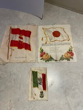 Antique HTF RARE Silk Fabric Austria Japan Mexico Nebo Cigarette Giveaways 1910